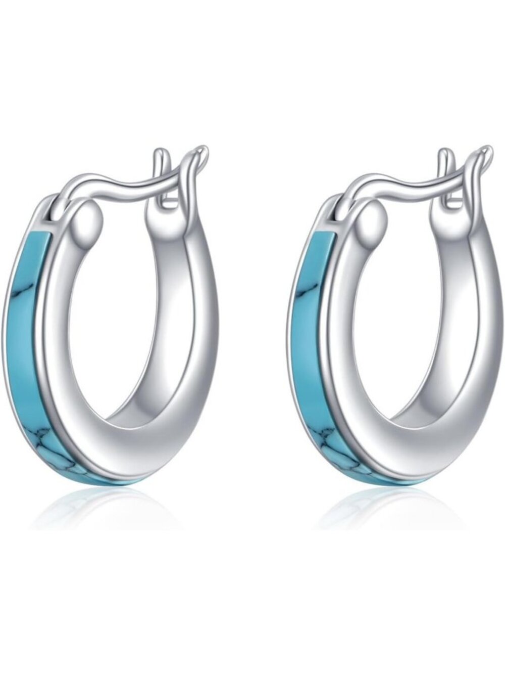 Sterling Silver Small Hoop Earrings with Moonstone, Pink Opal & Abalone